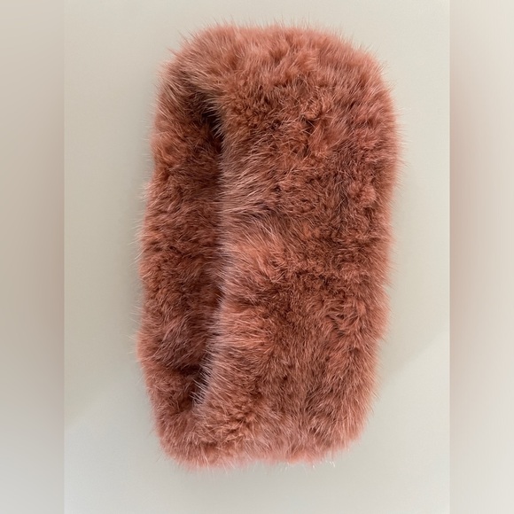 YVES SALOMON Orange/Pink Knitted Mink Headband (NWOT) - Picture 1 of 3